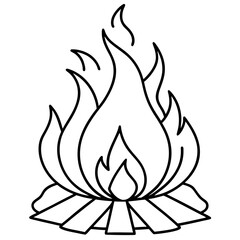 Minimal Holi Bonfire Outline Vector