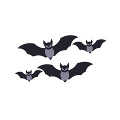 Naklejka premium Halloween Bats Illustration-Spooky Flying Bats-Dark Winged Creatures with Glowing Eyes-Festive Halloween Clipart-Halloween Party Decoration-Isolated on White Background