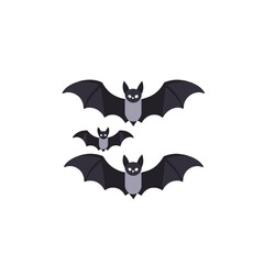 Obraz premium Halloween Bats Flying Illustration-Cute Bat Cartoon-Spooky Season Decoration-Trick or Treat Night Image-Halloween Party Invitation-Creepy Animal Silhouette_