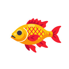 Fototapeta premium Goldfish Illustration-Cartoon Fish Art-Aquarium Fish Design-Bright Colored Fish Image-Cute Fish Graphic-Freshwater Fish Clipart-Pet Fish Drawing-Underwater Animal Art