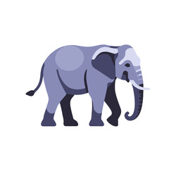 Obraz premium Elephant Illustration-Cartoon Elephant Image-Grey Elephant with Tusks-Adorable Animal Clipart-Wildlife Graphic-Animal Conservation-Elephant Drawing-Safari Animal Art