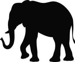 Fototapeta premium Elephant Silhouette Walking in Side Profile Vector Illustration of Wild Animal for Safari and Nature Themes