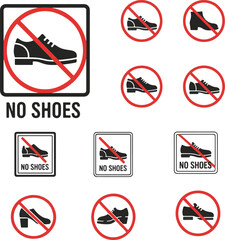 "No Shoes" Sign and Icon Set for Public and Private Areas