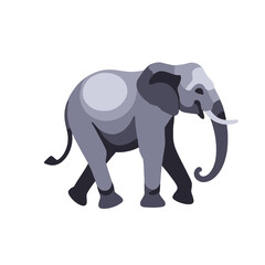 Obraz premium Stylized Elephant Illustration-Grey Elephant Graphic-Digital Art of an Elephant-Minimalist Elephant Design-Animal Vector Image-Elephant Icon for web use