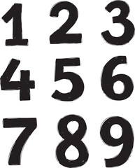 Hand-Drawn Numbers Set with Sketchy Font Style