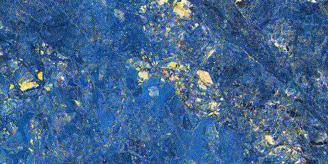 Abstract Blue Marble Texture with Golden Accents and Organic Patterns
