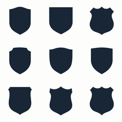 Set of 9 shield badges
