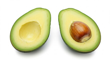 新鮮なアボカド半分 美しい緑色 完熟輝き 上質画像. AI Generated
