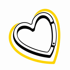 Heart-Shaped Carabiner Clip: Black Metal Clip in Yellow Heart Outline
