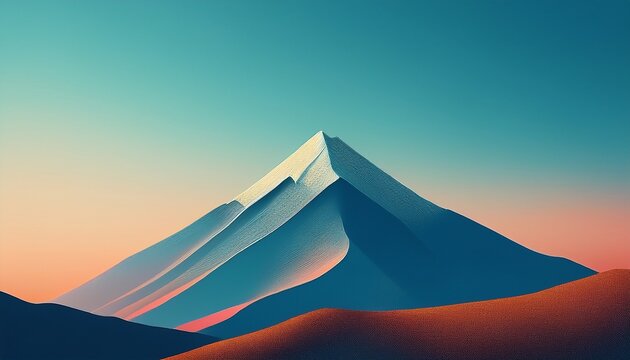minimalist desktop wallpaper with a single mountain peak against a clear sky