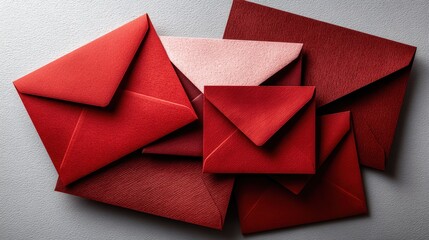 Obraz premium A collection of various shades of red envelopes.
