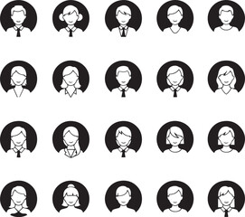 Black and White User and People Icons for a Network Community