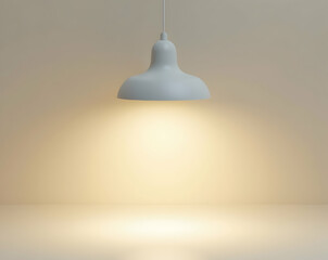 A serene and minimalist illustration showcases a solitary white lamp, emitting a bright glow onto a clean, neutral surface, illuminating a peaceful ambiance