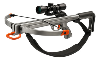 Aluminum crossbow with adjustable sight and padded shoulder strap for outdoor adventures