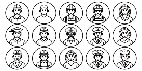 Diverse group of professional avatars isolated on white background