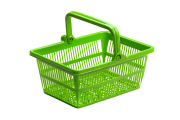 A 3d rendering plastic shopping basket with handle isolated on transparent background