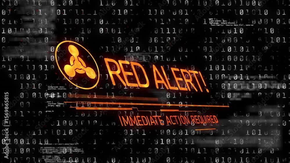 Poster binary scrolling icon fading rtj morphing into red alert action required glitches demanding