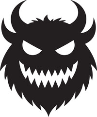 Halloween Monster Head Silhouette Vector Format – Scary Black Horror Illustration