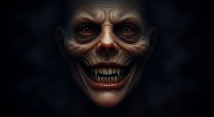 Creepy Smiling Face with Sharp Teeth