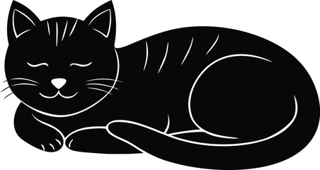  A cat slipping silhouette vector