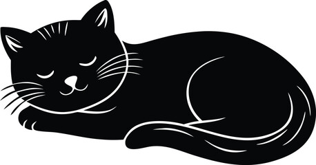 A cat slipping silhouette vector illustration