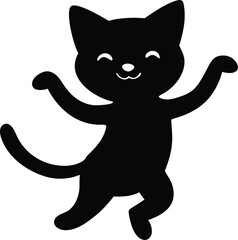 cute grey kitten character jumping for joy perfect