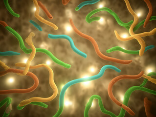 Macro View of Colorful Nanoplastic Particles in a Biological Environment Showcasing Their Interactions With Surfaces