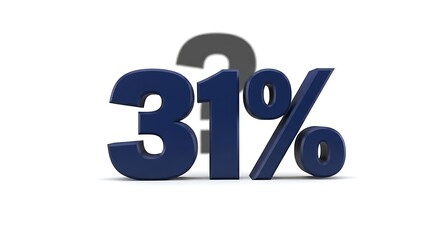 31 Percent Dark Blue Number on White Background