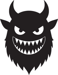 Halloween Monster Head Silhouette Vector Format – Scary Black Horror Illustration