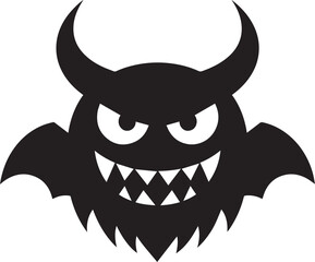 Halloween Monster Head Silhouette Vector Format – Scary Black Horror Illustration