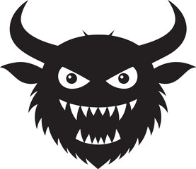Halloween Monster Head Silhouette Vector Format – Scary Black Horror Illustration