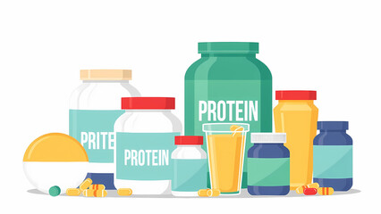 set of protein, creatine,sport, figure