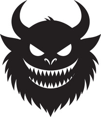 Halloween Monster Head Silhouette Vector Format – Scary Black Horror Illustration