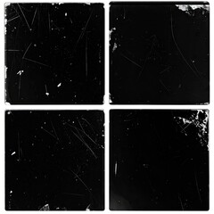 Four black, textured squares