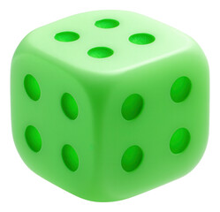 Glow-in-the-dark standard die with green pips for nighttime gaming