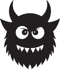 Halloween Monster Head Silhouette Vector Format – Scary Black Horror Illustration