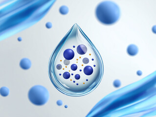 Giant Water Droplet Showcases Vibrant Particles Suspended Within, Revealing Intricate Details and Textures