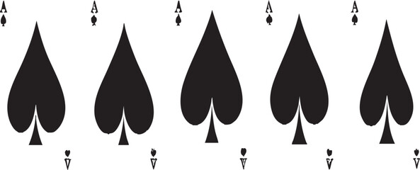 Classic playing card elements: two Aces of Spades and two Clubs (Ace and Queen) for casino and game designs.

