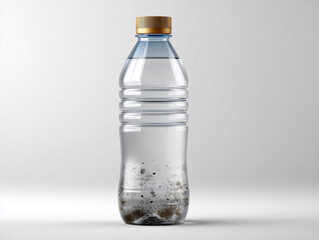 Transparent Plastic Bottle Showing Sediment at the Bottom on a Neutral Background in an Indoor Setting