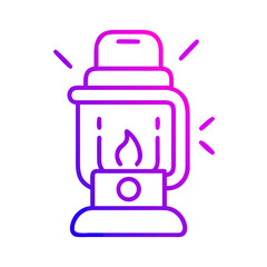 Fototapeta premium Vintage lantern glowing with light in modern neon style 