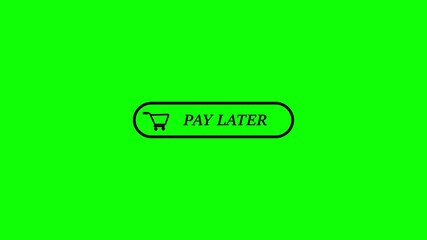 Buy now pay later button with shopping cart icon against green background. Buy now pay later button shows flexible payment. Shopping concept supports easy purchasing. Button promotes smart spending.