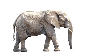 Fototapeta premium African Elephant, Walking Pose, Isolated on Transparent PNG, High-Resolution Image