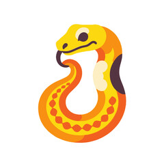 Naklejka premium Cute Cartoon Snake Illustration-Yellow and Orange Serpent with Black Tongue-Fun Animal Graphic for Kids-Download High Resolution Art