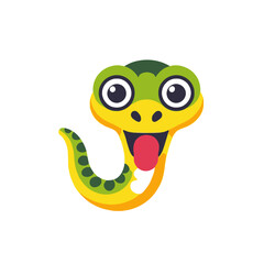 Fototapeta premium Cute Cartoon Snake Image-Smiling Snake Illustration-Green and Yellow Snake-Fun Animal Graphic-Adorable Snake Character for Kids-Reptile Illustration
