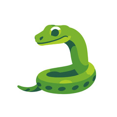 Cute Green Snake Illustration-Cartoon Snake Image for Kids-Isolated Snake on White Background-Reptile Graphic for Children-Animal Clipart Snake