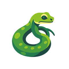 Fototapeta premium Cute Green Snake Illustration-Cartoon Snake Image-Reptile with Spots Design-Animal Character Artwork-Vector Graphics of Green Snake-Isolated on white background