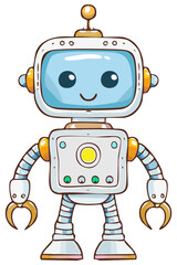 Fototapeta premium Funny cartoon robot clipart