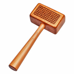Wooden meat tenderizer mallet with textured square surface isolated on transparent background.
