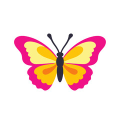 Pink and Yellow Butterfly Illustration- Cute Cartoon Butterfly Image for Kids- Insect Art for Crafts and Design Projects- Colorful Butterfly Clipart
