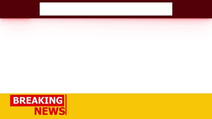 Breaking news broadcast template with yellow and white background for any media